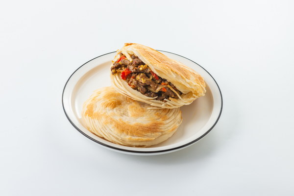小炒辣牛肉夹馍